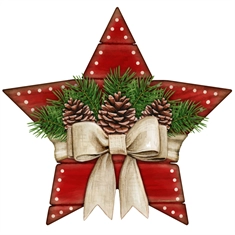 Christmas Decoration Rustic Red Star Sticker
